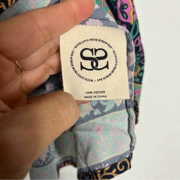 Spell & The Gypsy Collective Village Mini Skirt Forest Green Purple Floral M - Picture 5 of 6